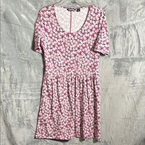 Lands' End dress small floral Pink blue Scoop Neck Sundress cotton blend‎ midi